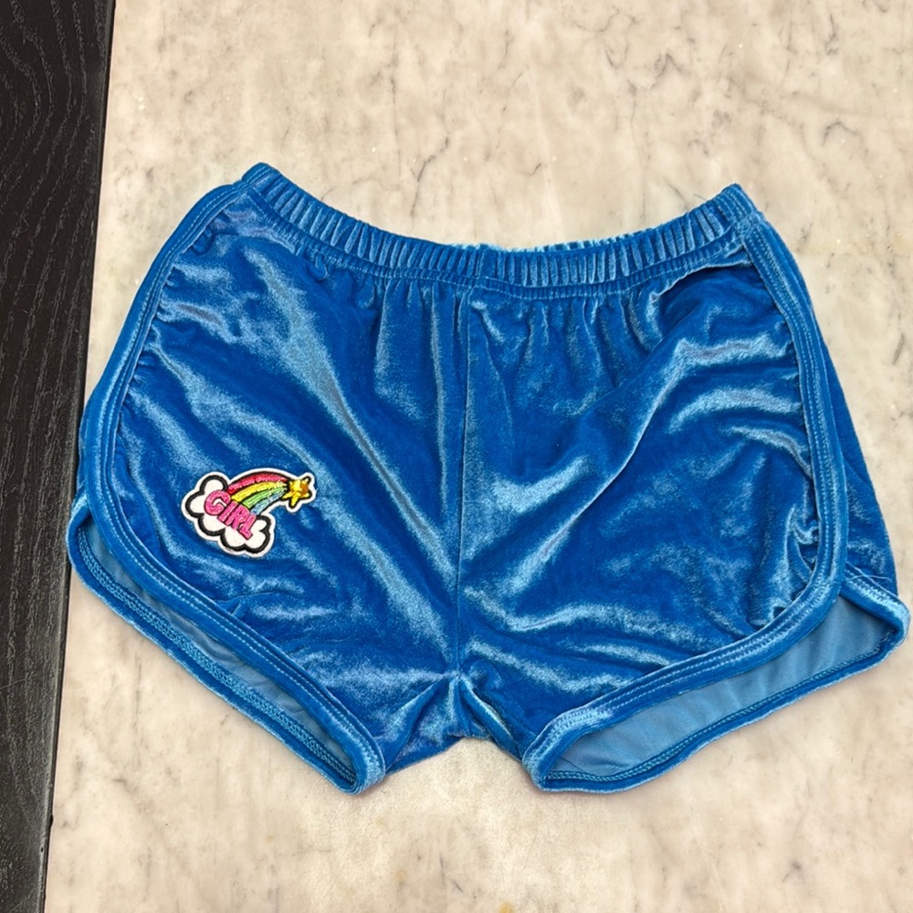 Lola + The Boys Blue Velvet Shorts